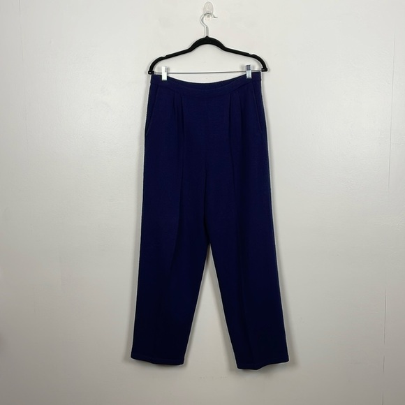 J.S.S. Knit Pants Womens XL 2 Pocket Elastic Waist Wide Leg Sweater Pleat Pants - Picture 1 of 8